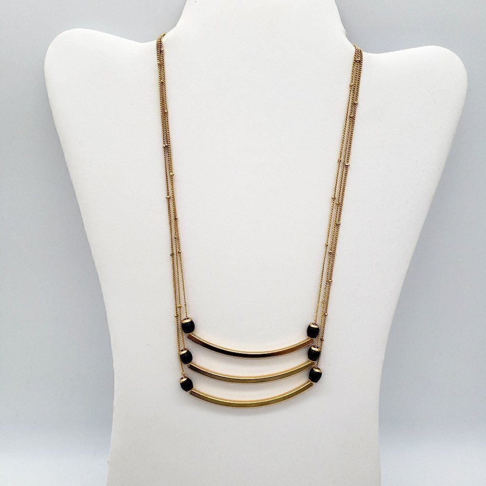 Kate Spade Strike Up The Band Necklace Three Strands Gold and Black